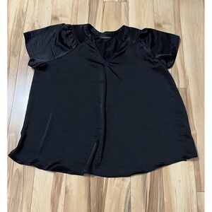 Lane Bryant Black Cap Sleeve V Neck Blouse T Shirt Sz 20 Dressy Career Business